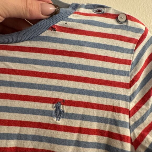 Polo Ralph Lauren Youth Girls Striped Cotton Jersey Romper Size Large *FLAWED* - Picture 4 of 7